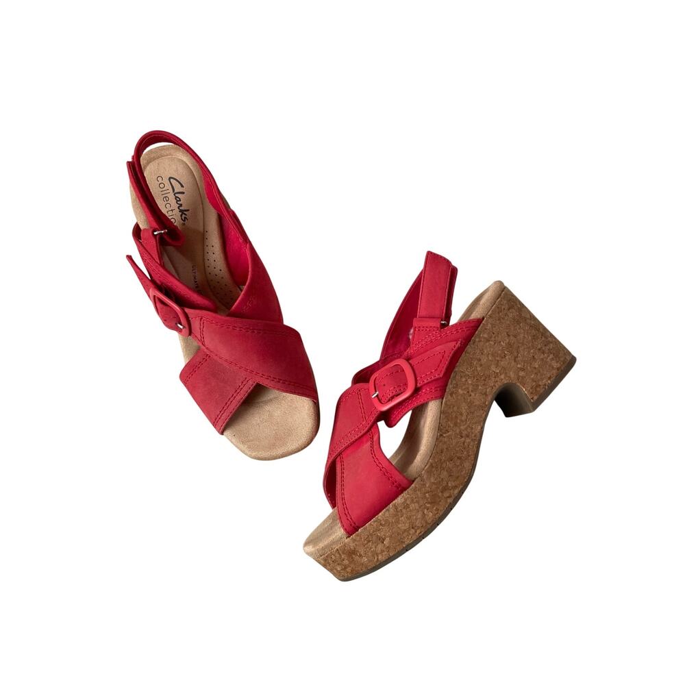 Clarks Nerisa Pace Cherry Nubuck Sandals Size 7